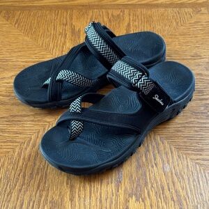 Skechers Black Sandals with Chevron Straps